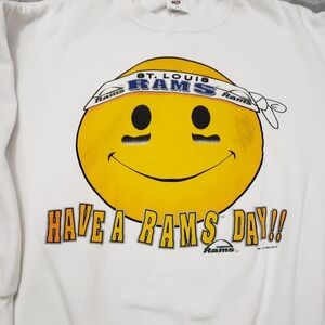 Vintage St. Louis Rams Sweatshirt Mens XL White NFL Football Long Sleeve